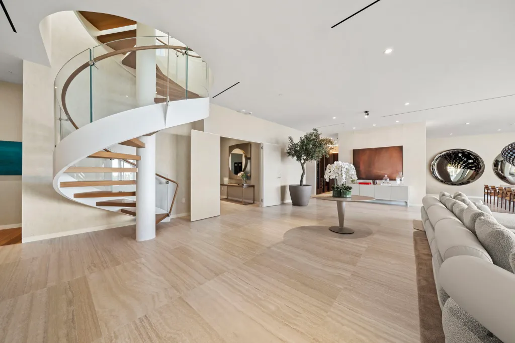 The great room, with 11 foot high ceilings, and plenty of space for entertaining