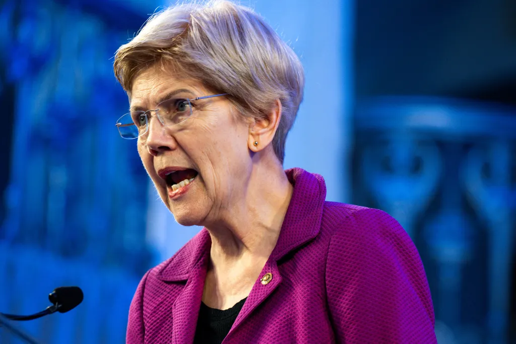 Sen. Elizabeth Warren speaking at a conference.