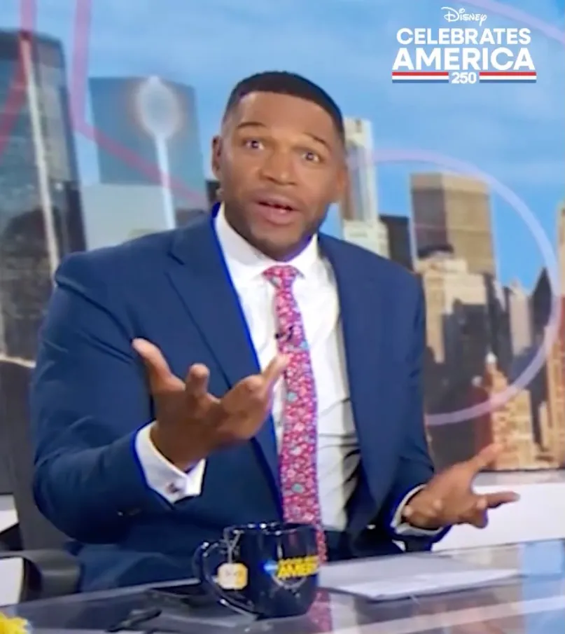 Michael Strahan on the set of Disney Celebrates America.