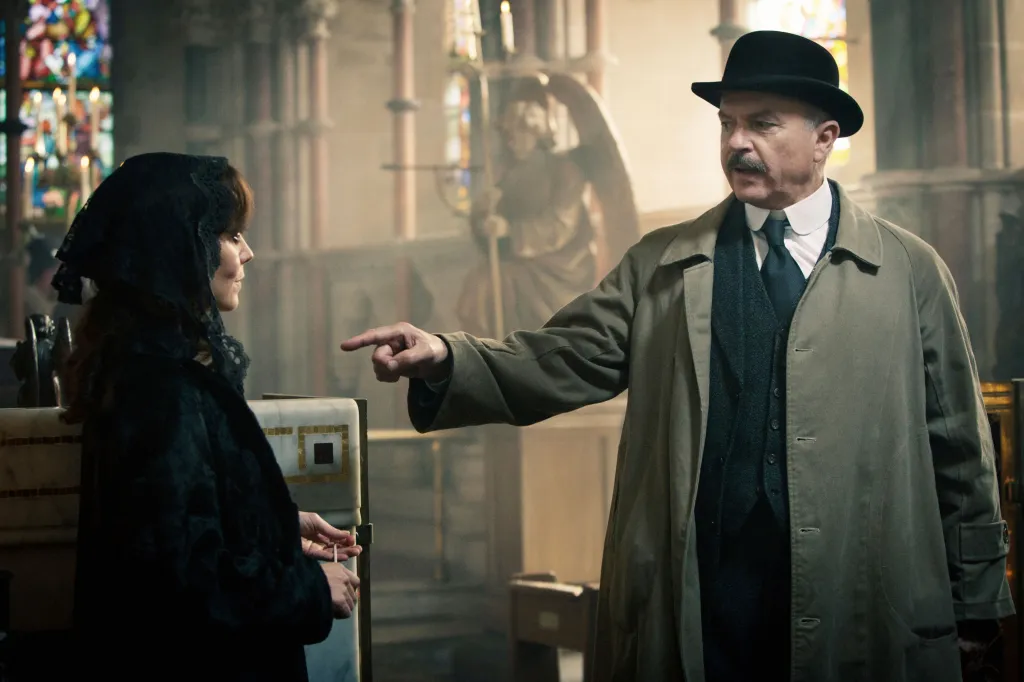 Helen McCrory and Sam Neill in a scene from Peaky Blinders.