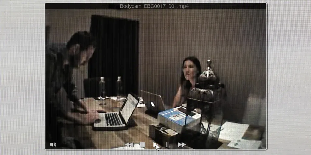 A screen recording of a man (Ian) and a woman (Angela) in A Toxic Love Story.