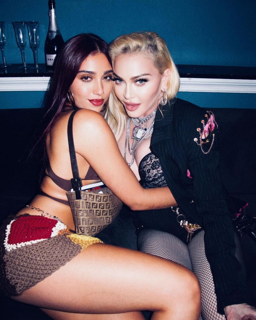 Madonna and Lourdes Leon posing for a photo.