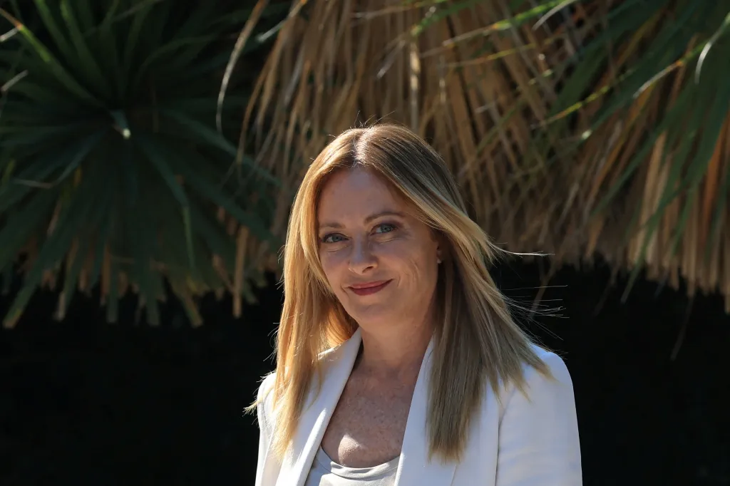 Italian Prime Minister Giorgia Meloni arriving at a Franco-Italian summit.