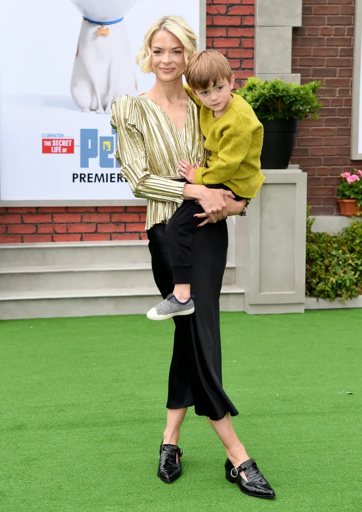 Jaime King holding her son Leo Thames Newman at the premiere of "The Secret Life of Pets 2."