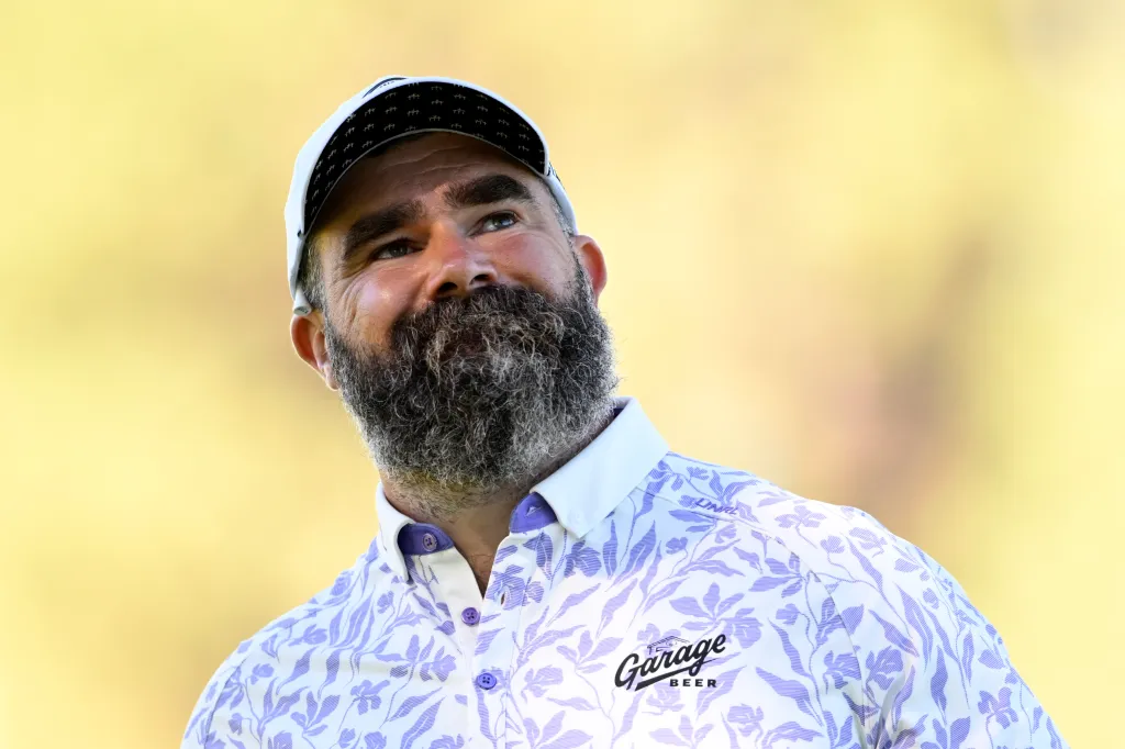 Jason Kelce reacting during the American Century Championship.