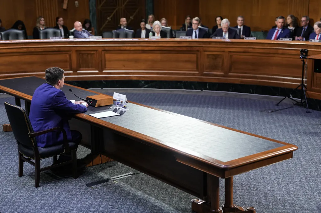 Jay Clayton testifies during a Senate Intelligence Committee hearing.