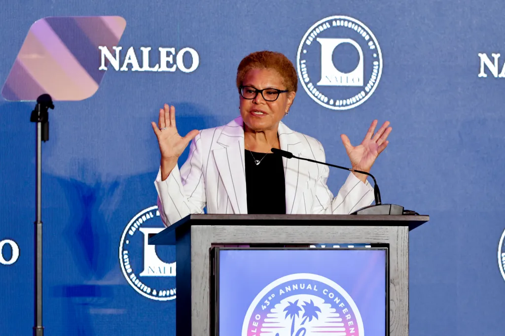 Mayor Karen Bass speaking at the NALEO 43rd Annual Conference.