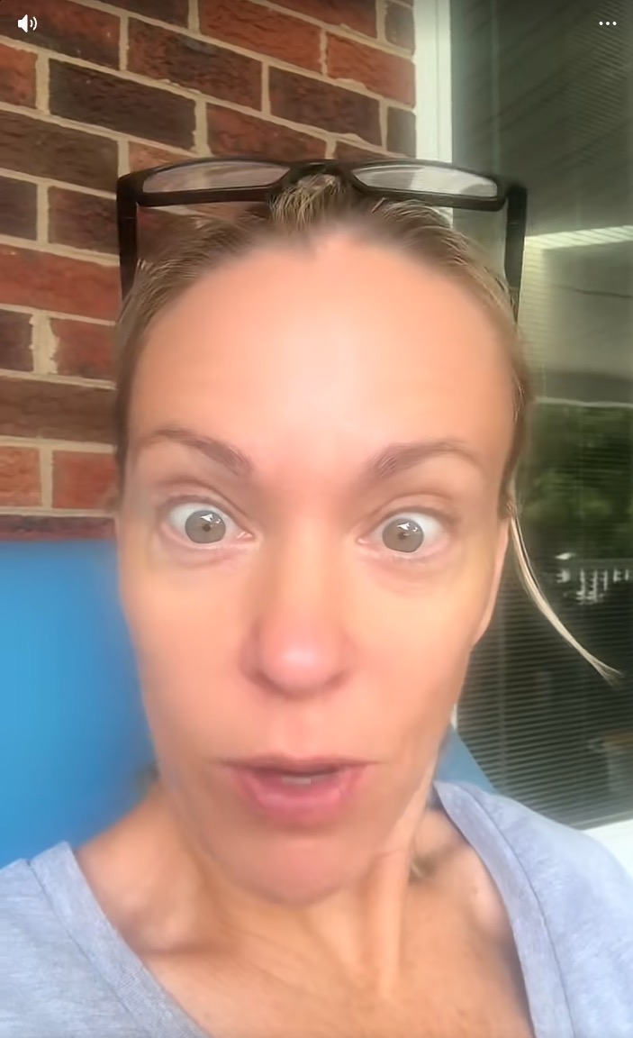 Kate Gosselin with wide eyes and her mouth slightly open.