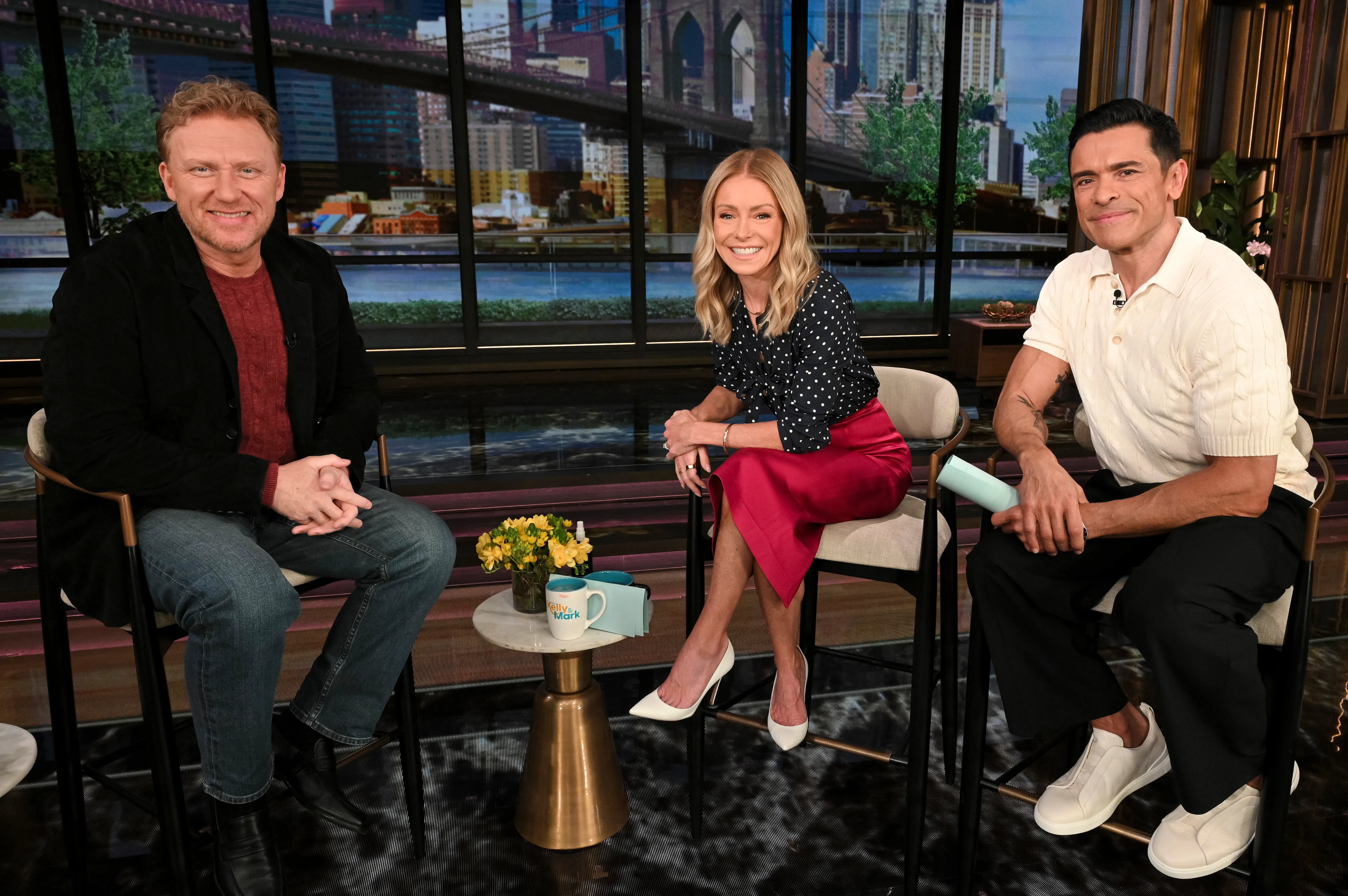 Kevin McKidd, Kelly Ripa, and Mark Consuelos on "Live with Kelly and Mark".