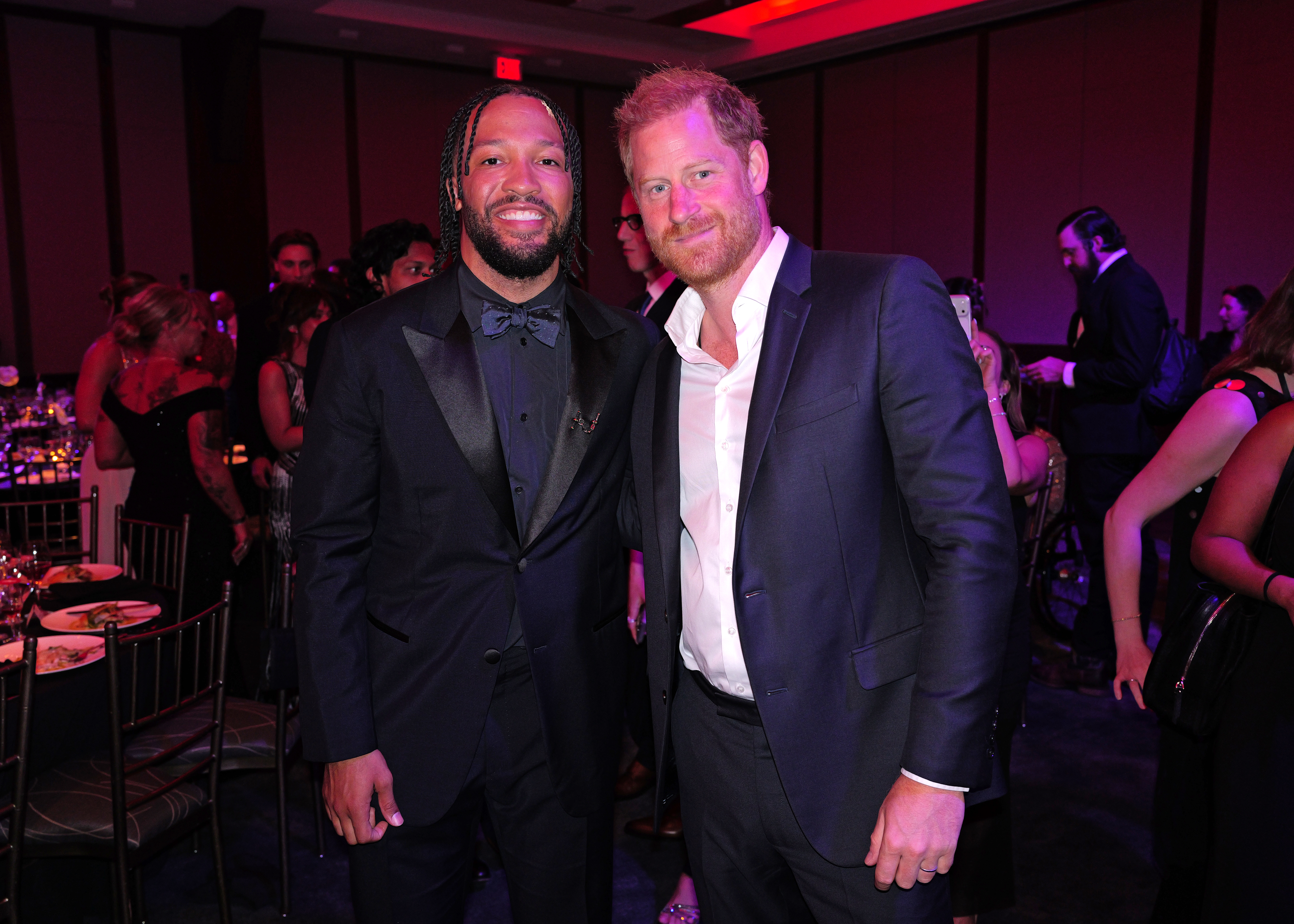 Jalen Brunson and Prince Harry, Duke of Sussex, at the TIME100 Sports Gala.