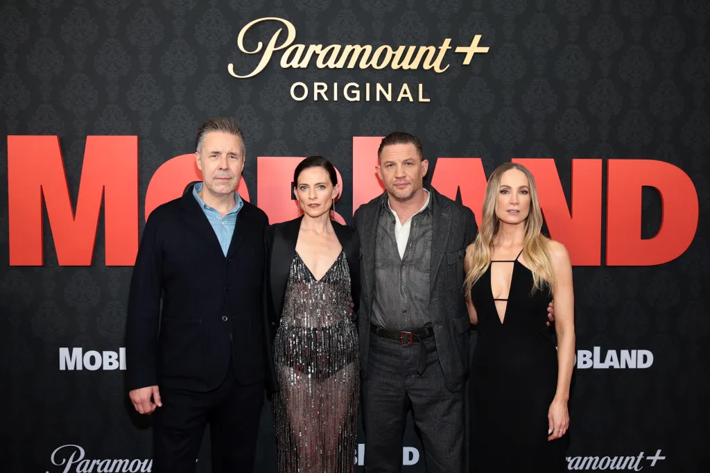Paddy Considine, Lara Pulver, Tom Hardy, and Joanne Froggatt at the MobLand Premiere.