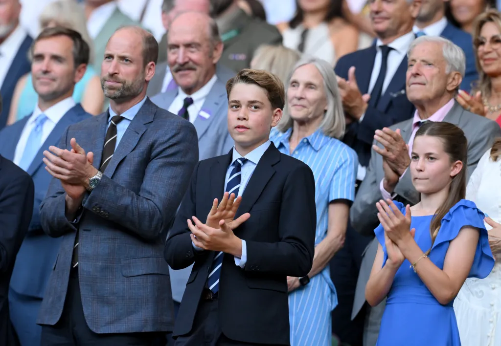 Prince William, Prince George, and Princess Charlotte clapping at Wimbledon.