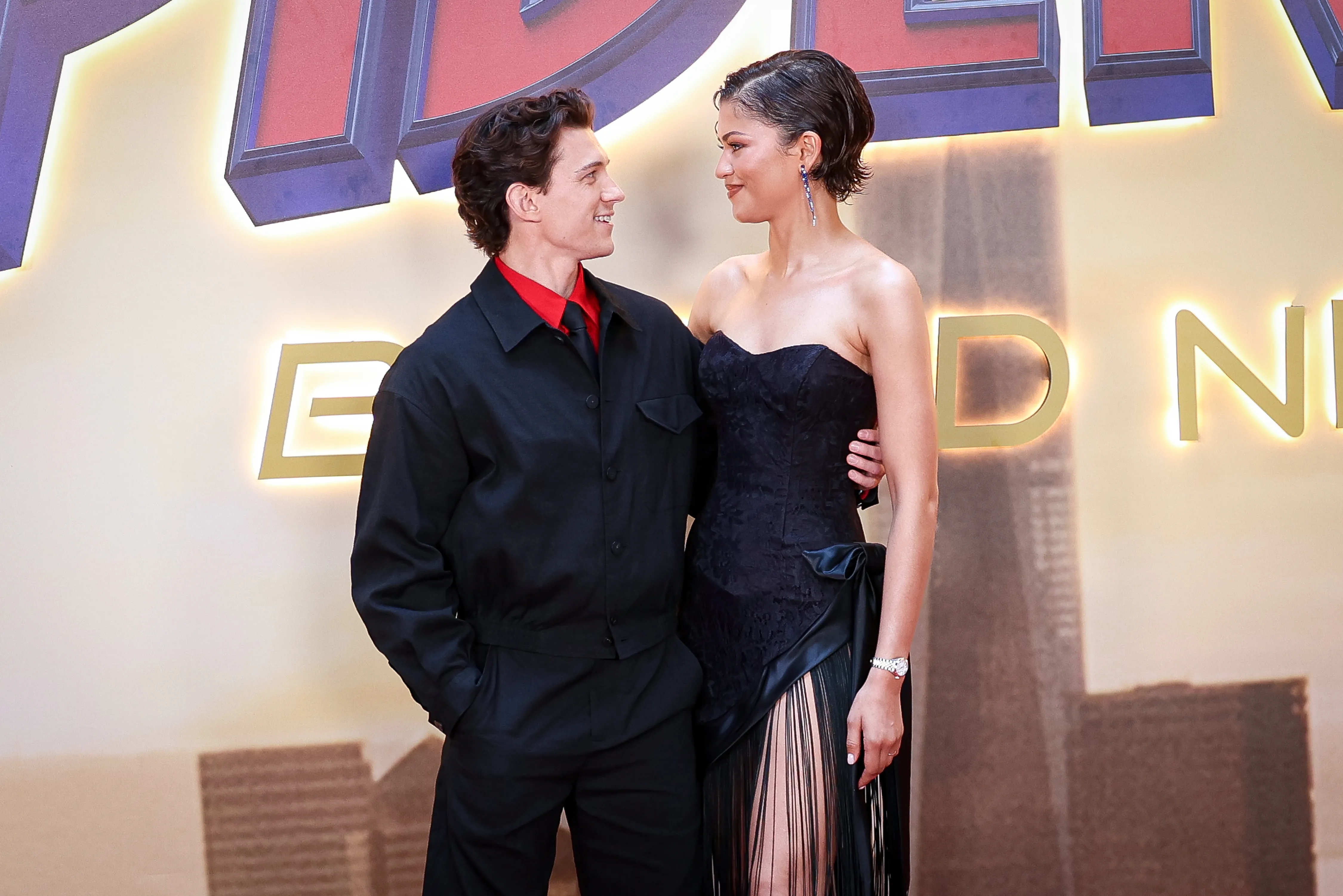 Tom Holland and Zendaya attend the "Spider-Man: Brand New Day" photocall.