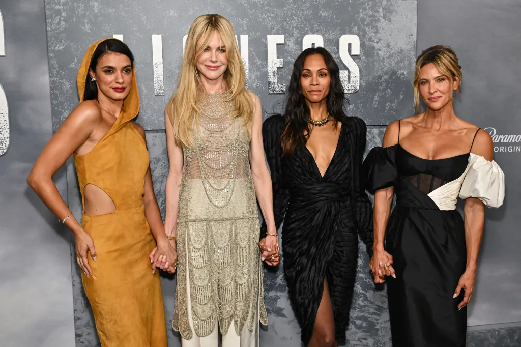 Laysla De Oliveira, from left, Nicole Kidman, Zoe Saldaña, and Jill Wagner attends Paramount+'s 
