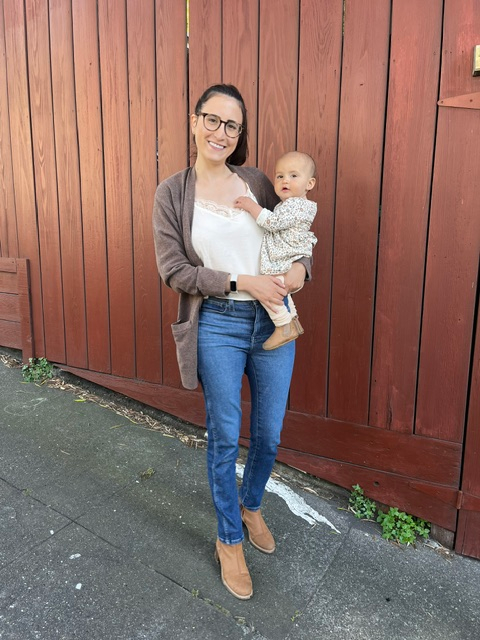 Lea Marie holds her baby.