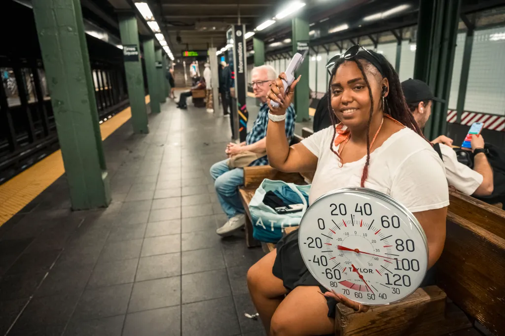 Skye Padovani with thermometer.