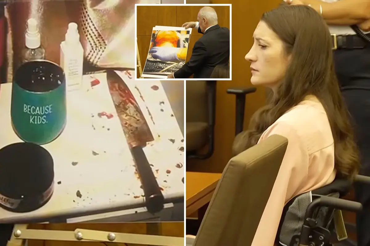 Lindsay Clancy murder trial evidence photos show bloody knife next to mug with chilling phrase
