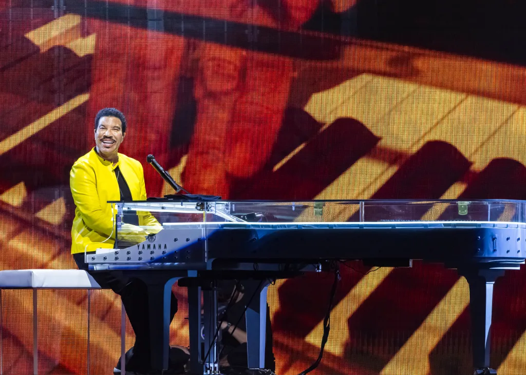Lionel Richie performing at Little Caesars Arena in Detroit, Michigan.