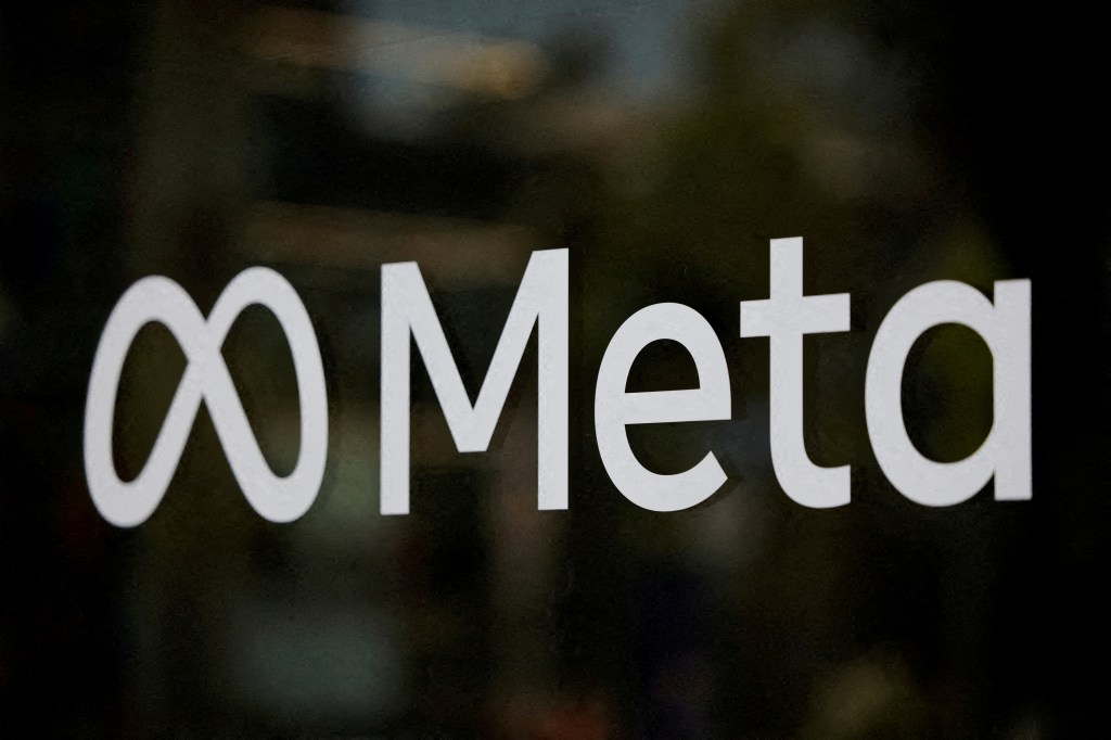 The Meta Platforms logo on a dark background.