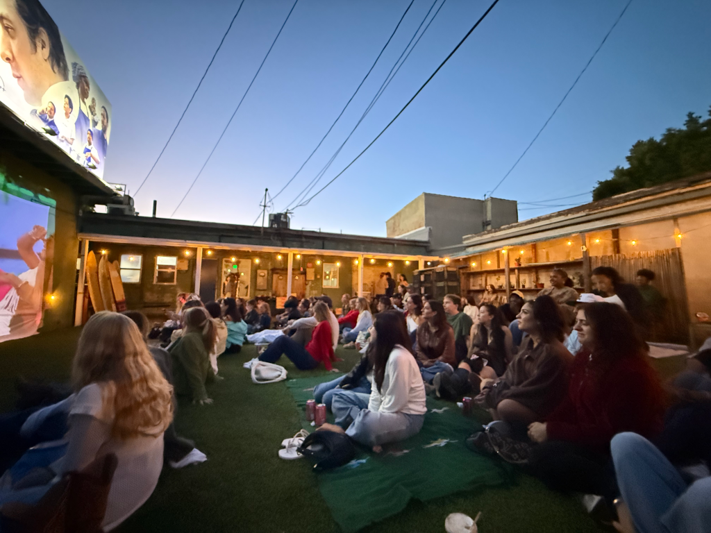 People gathered at Saba in Venice Beach for a Love Island watch party.