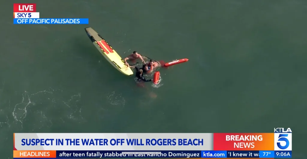 Police chase at Will Rogers State Beach.