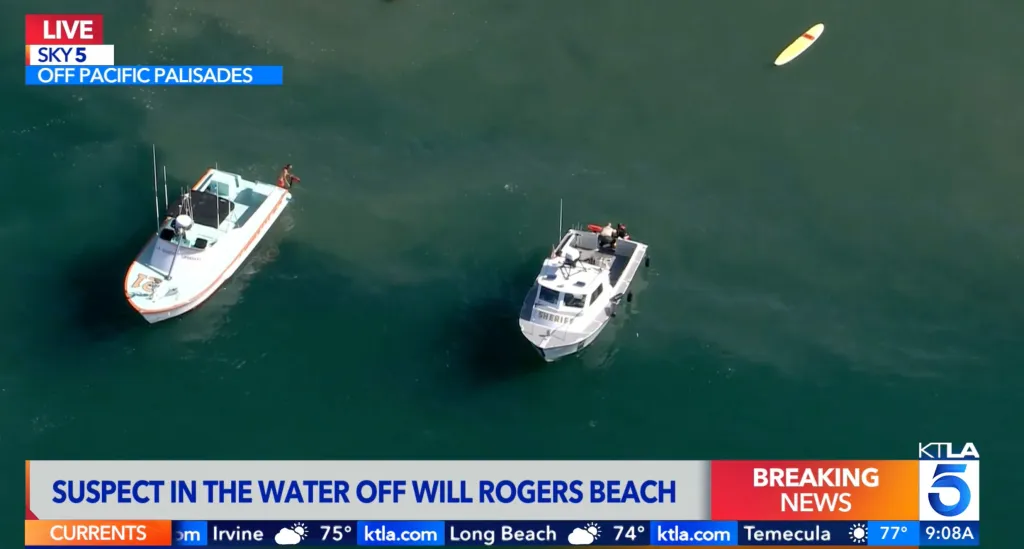 Police chase at Will Rogers State Beach.