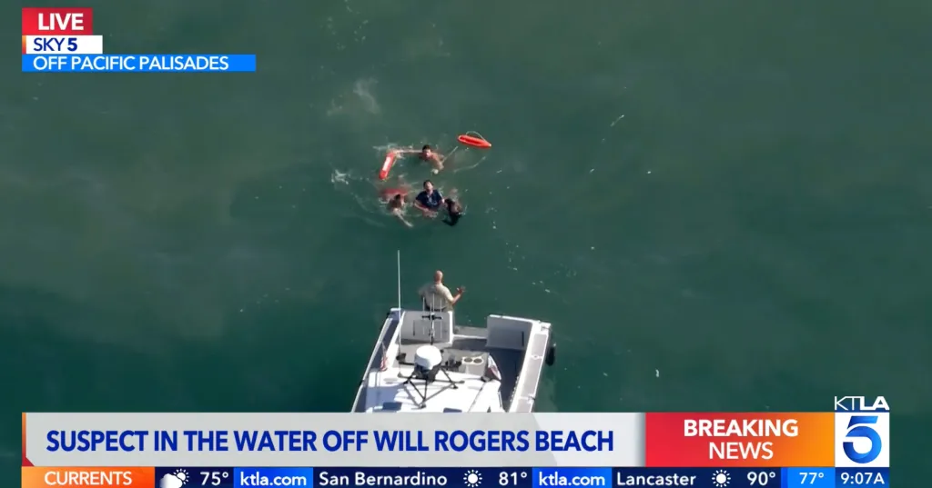 Police chase at Will Rogers State Beach.
