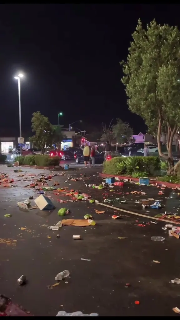 Debris litters the ground after a massive Fourth of July gathering.