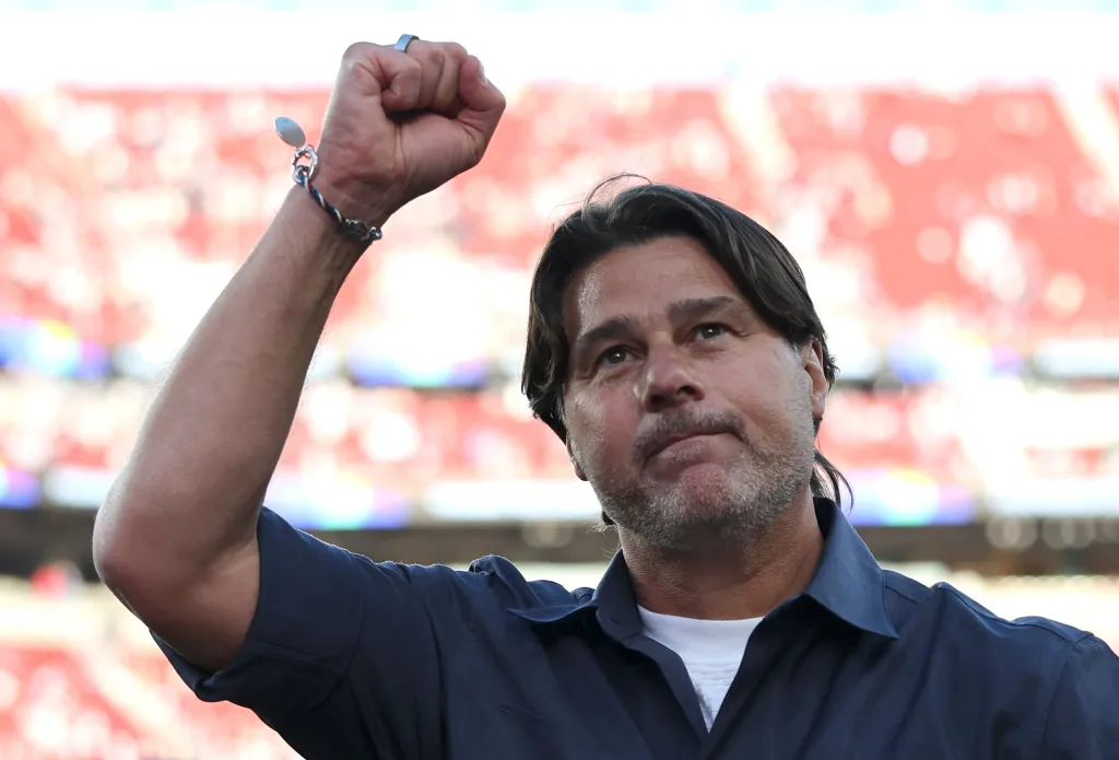 Mauricio Pochettino, head coach of the United States, celebrates a win.