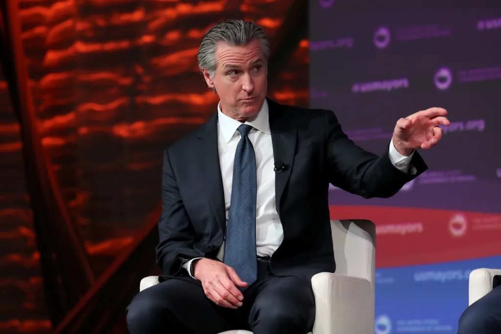 California Governor Gavin Newsom speaking at the U.S. Conference of Mayors' 94th Annual Meeting.