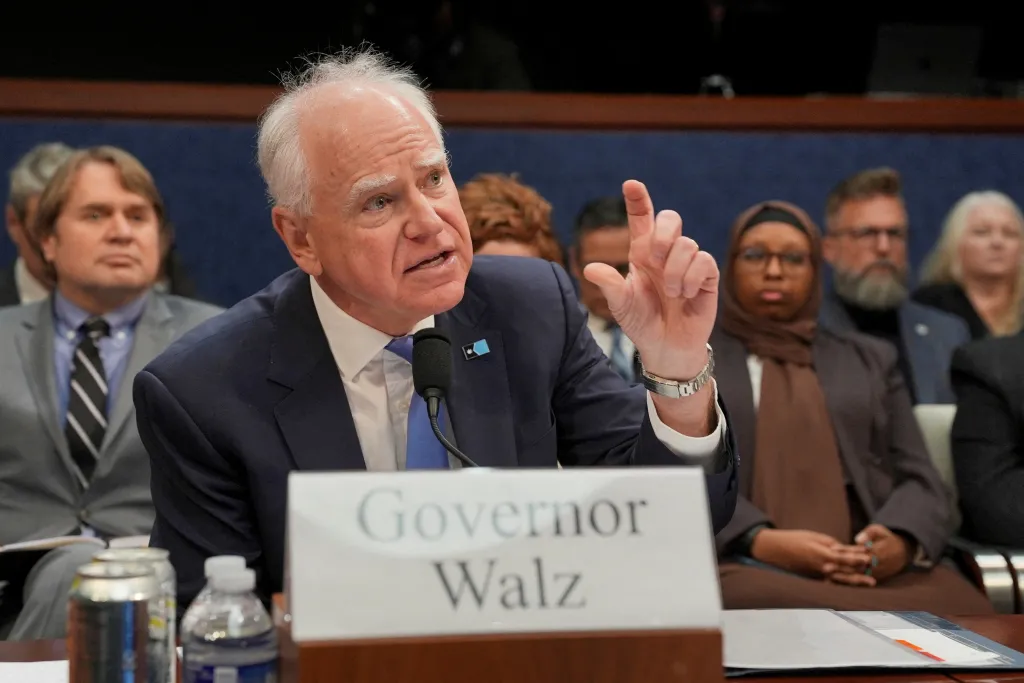 Minnesota Governor Tim Walz testifies before the House Oversight and Accountability Committee.
