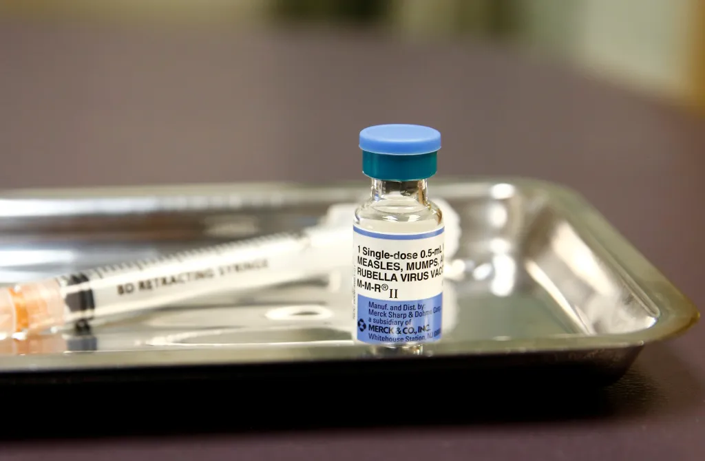 A vial of the Measles, Mumps, and Rubella (MMR) vaccine.