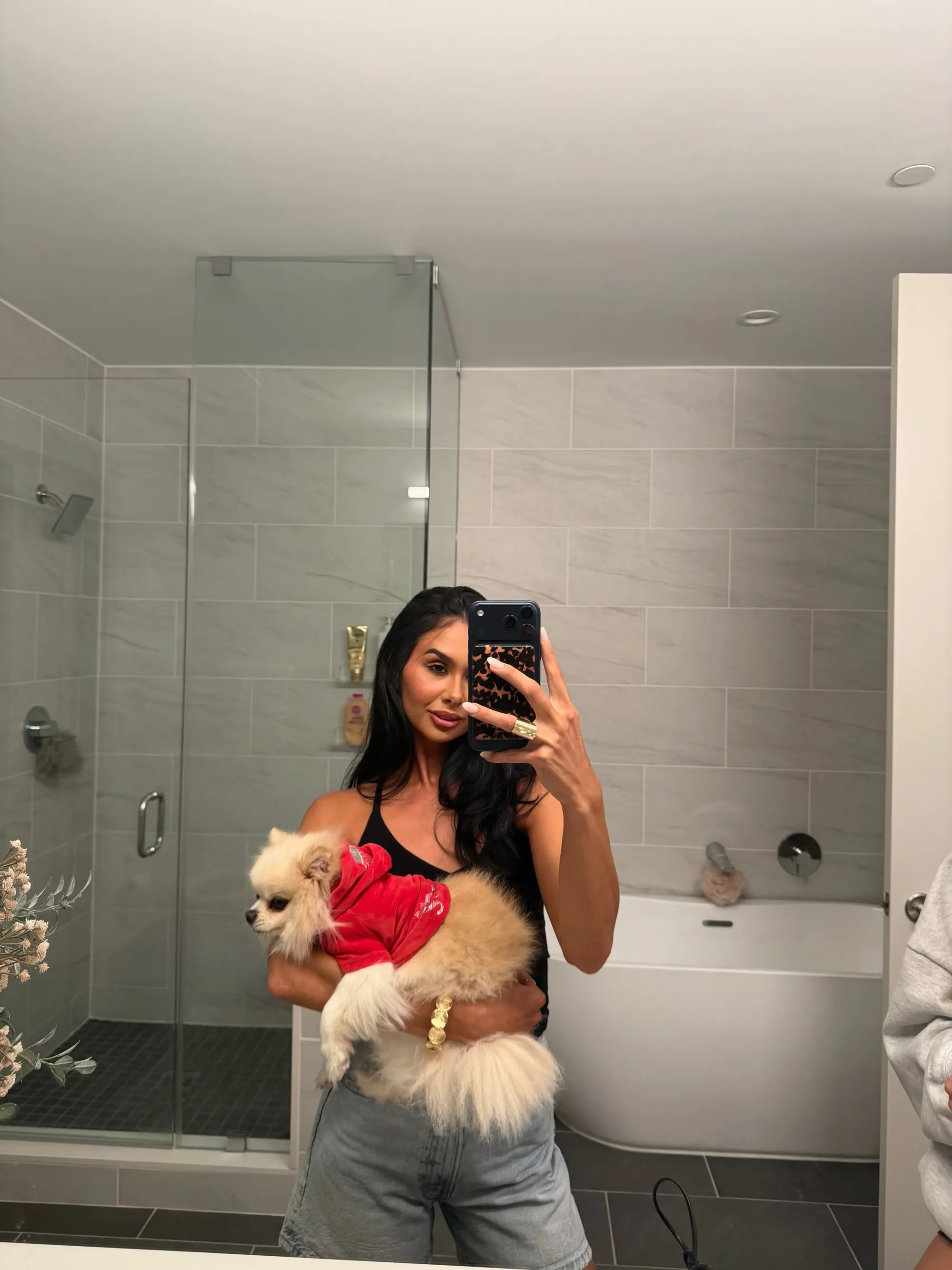 Hayley Hendrich poses with her dog.