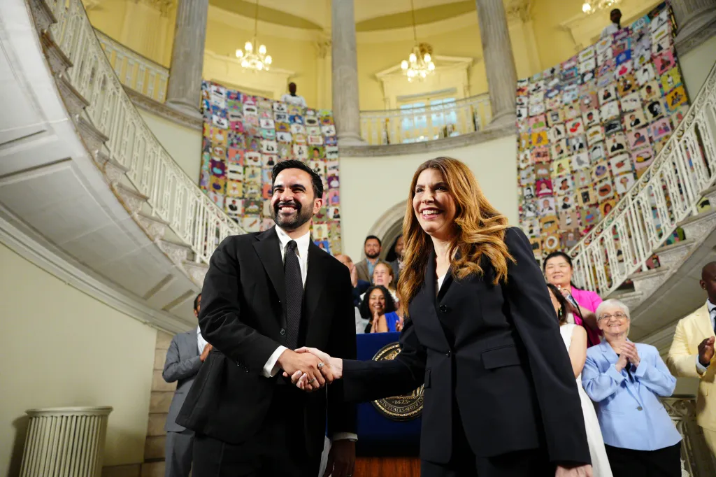 New York City Mayor Zohran Mamdani and New York City Council speaker Julie Menin announced a handshake agreement on the Fiscal Year 2027 budget at City Hall on Tuesday, June 30, 2026, in New York. 