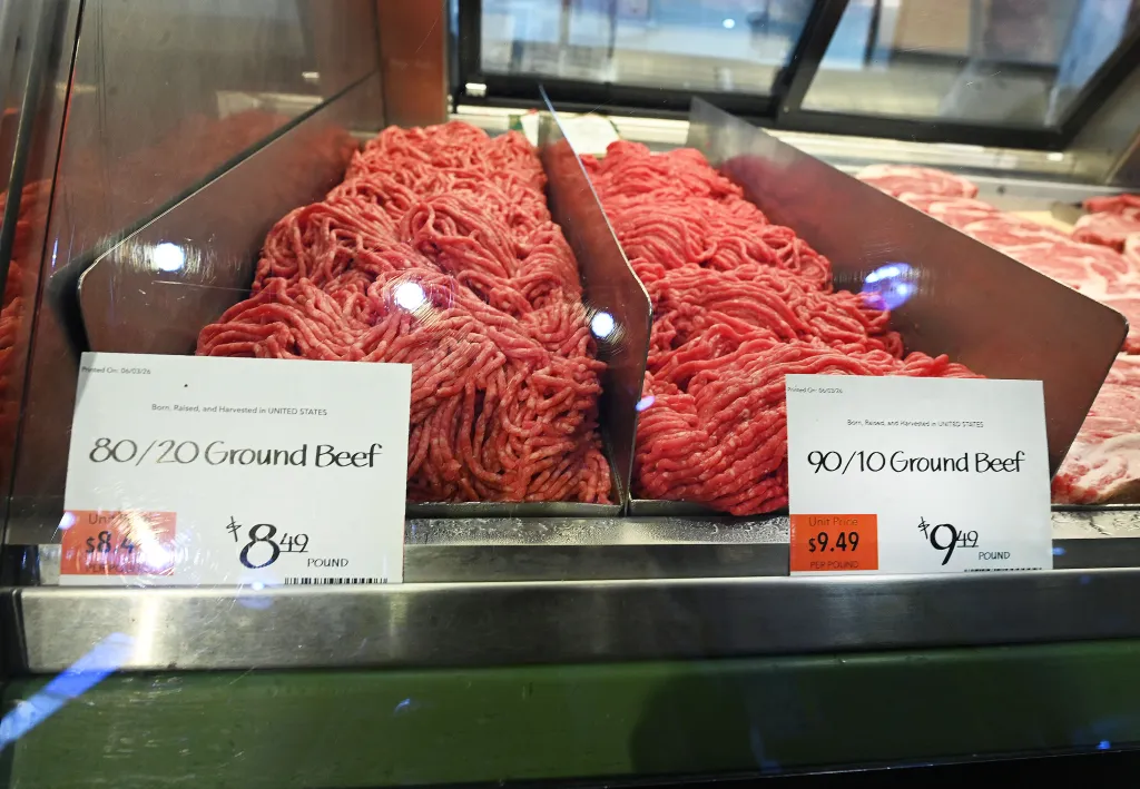 Ground Beef meat for $8.49 and $9.49 per lb. at Whole Foods