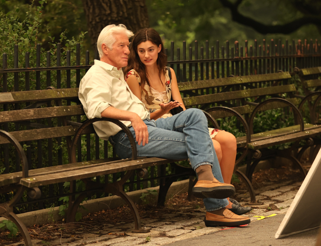 Richard Gere and Diana Silvers filming "Asymmetry" in Uptown Manhattan.