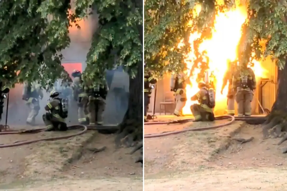 Dramatic explosion rips through apartment complex as firefighters investigate smoke call