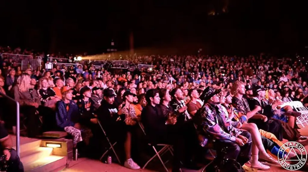 An audience watching a performance at the Oliver Tree Celebration of Life in 2026.