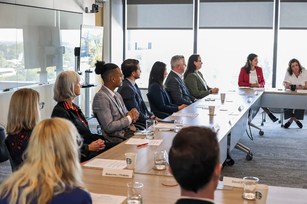 Former Chief of Staff Dana Williamson at a meeting with supporters of Governor Newsom's proposal.