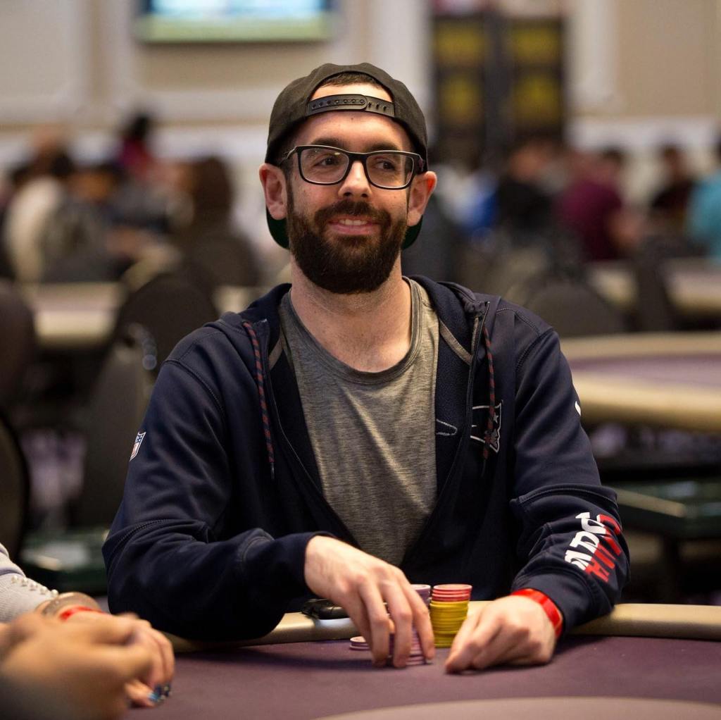 Poker player Jared Griener at a poker table.