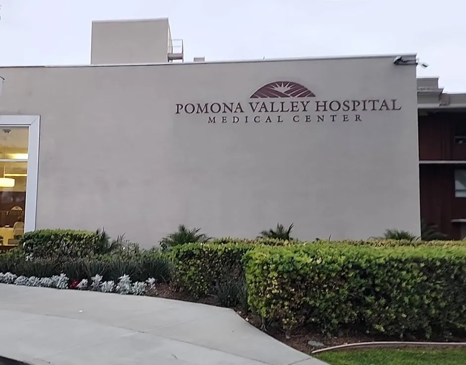 Pomona Valley Hospital Medical Center sign on the side of a building.