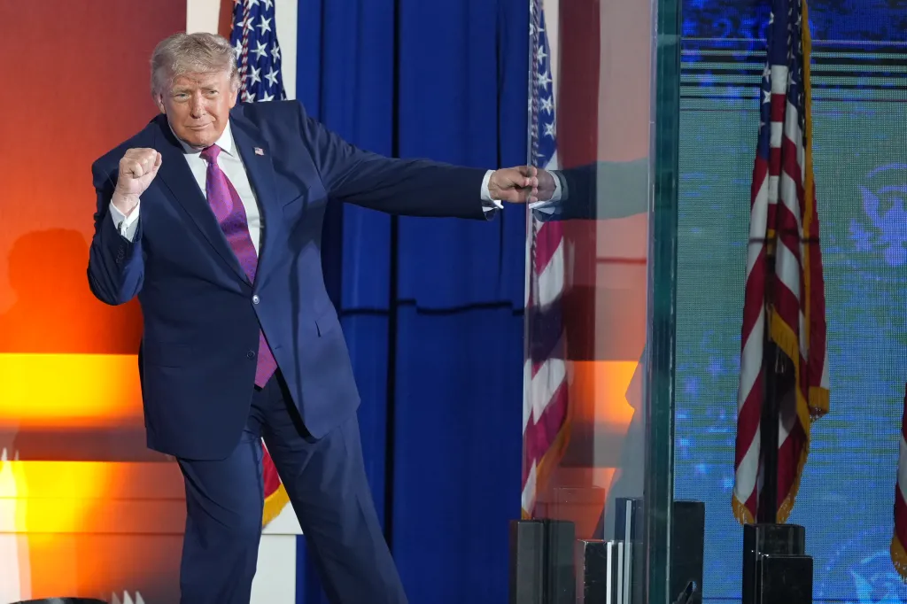 President Donald Trump dances after speaking at Mount Rushmore National Memorial on July 3, 2026.