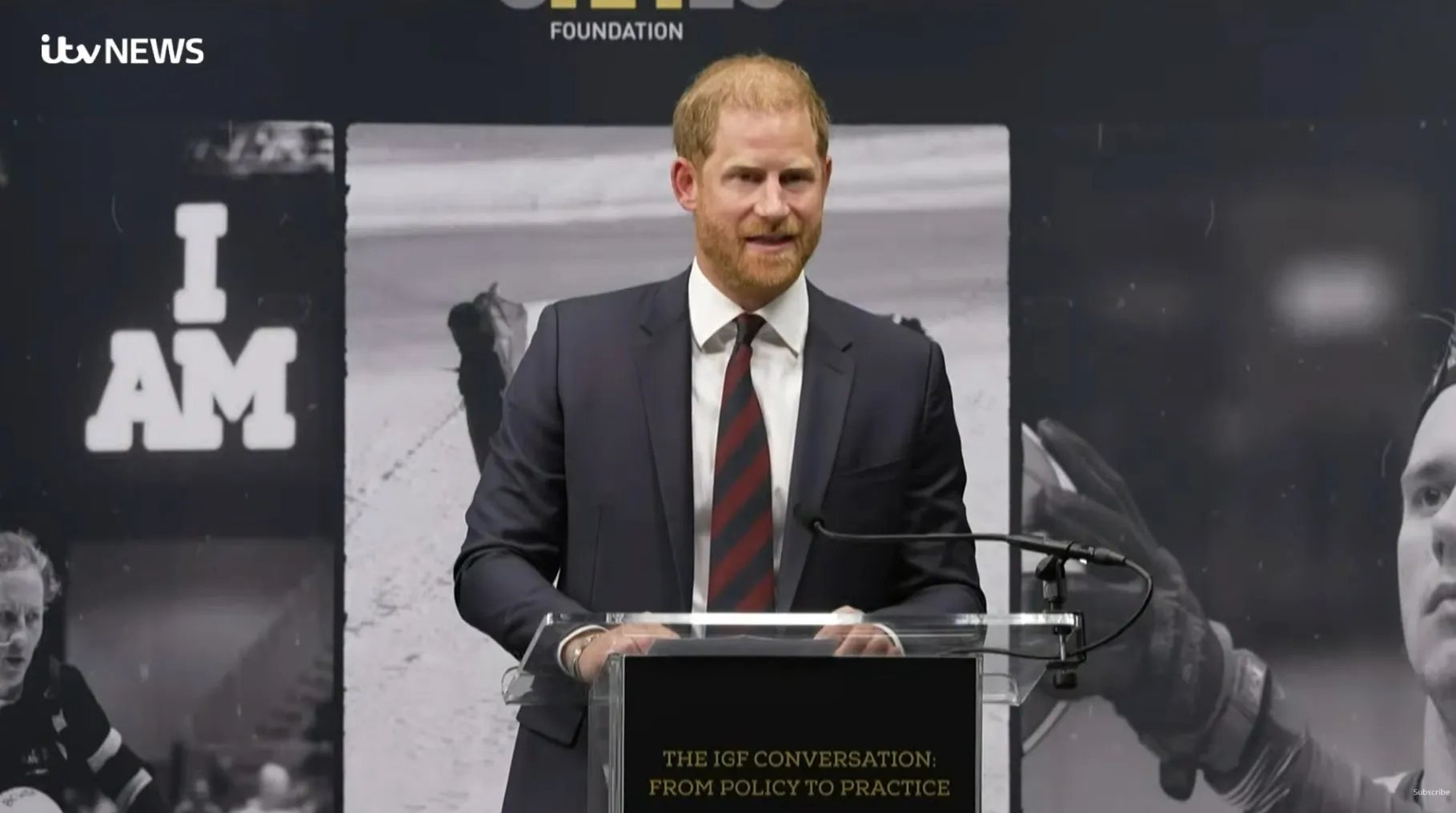 Prince Harry speaking at a press conference for the Invictus Games.
