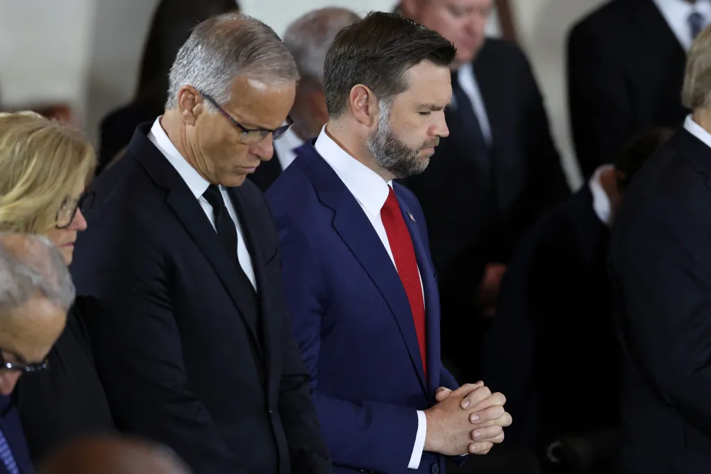 U.S. Senator John Thune and Vice President JD Vance attend a memorial service.