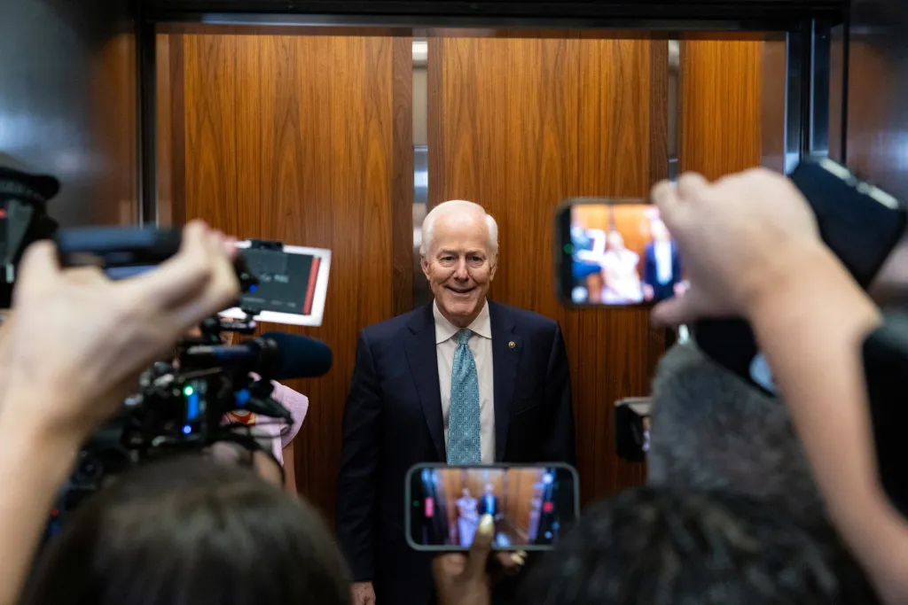 U.S. Senator John Cornyn (R-TX) speaks to reporters on Capitol Hill.