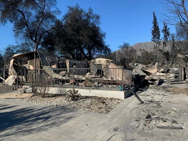 The remains of a house after the Easton Fire.