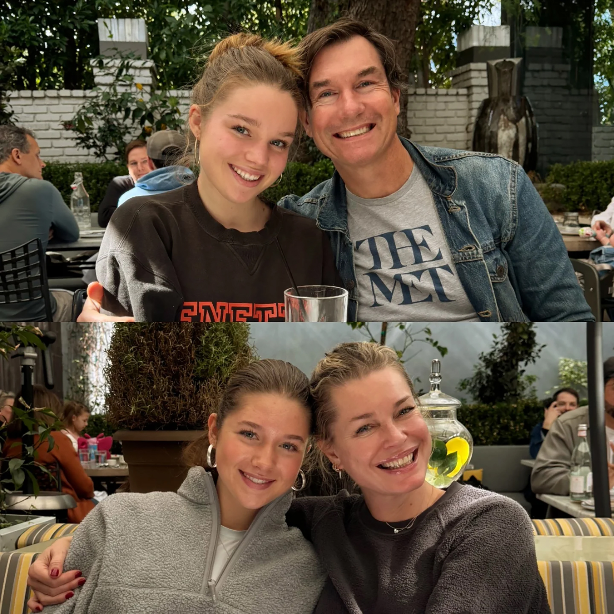 Collage of Rebecca Romijn with Charlie and Jerry O'Connell with Dolly.