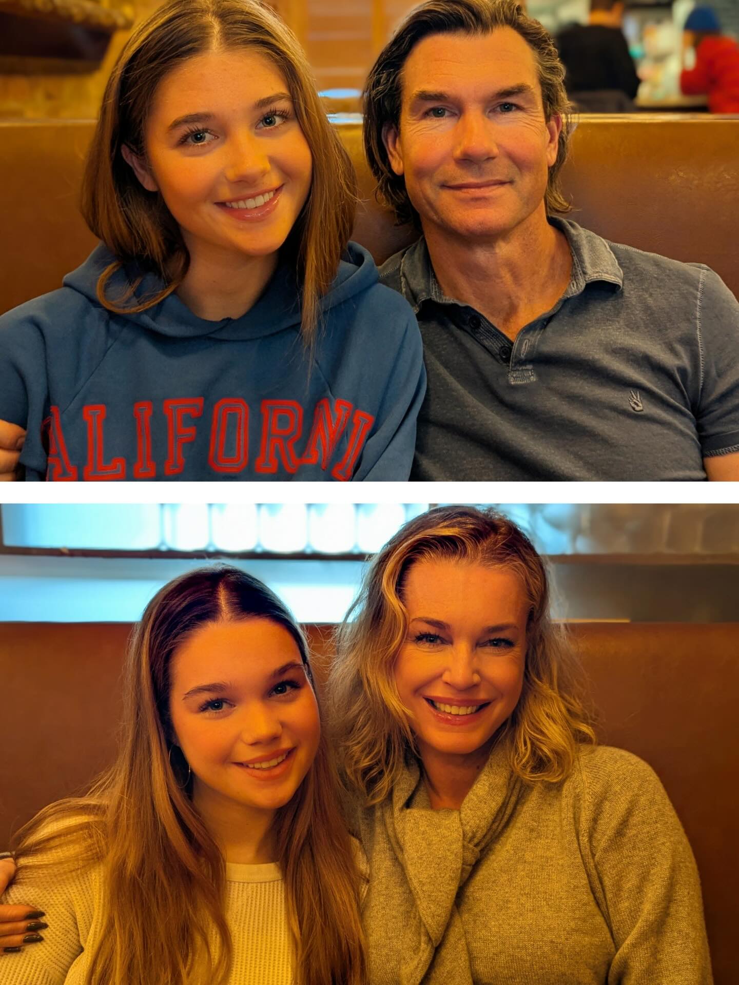 Collage of Rebecca Romijn with Charlie and Jerry O'Connell with Dolly.