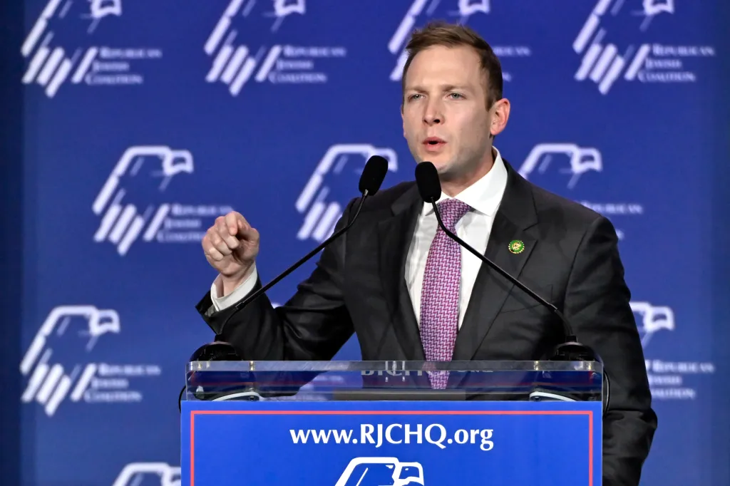 Rep. Max Miller speaking at the Republican Jewish Coalition annual leadership meeting.