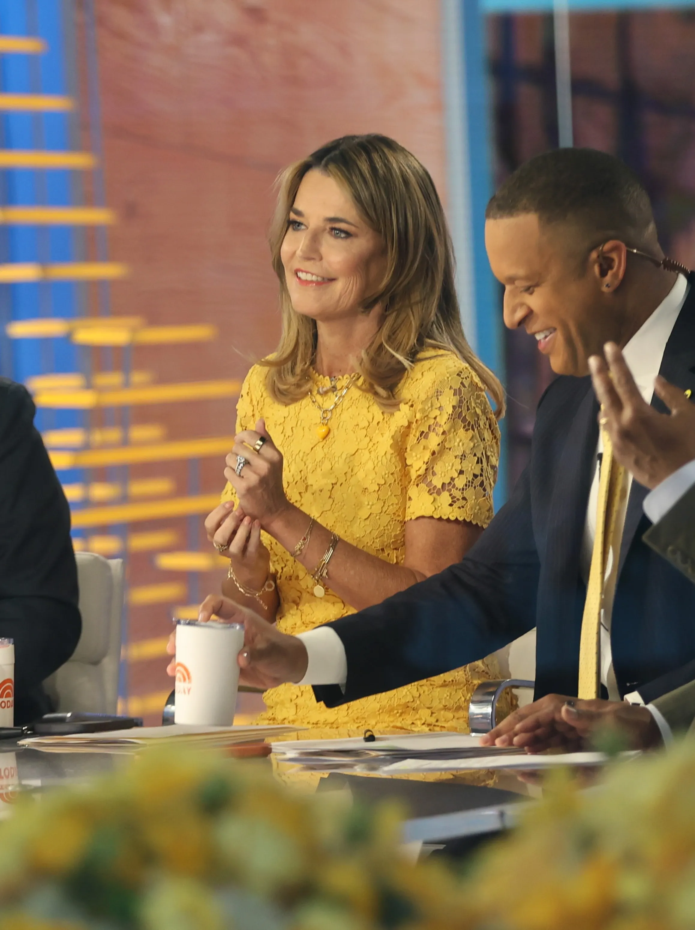 Savannah Guthrie and Craig Melvin on the "TODAY" show set.